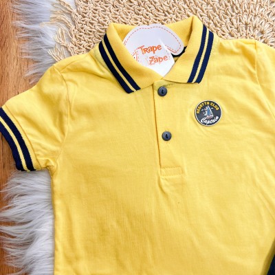 Conj. Camiseta Gola Polo Regatta Club e Bermuda em Sarja - Amarelo e Marinho